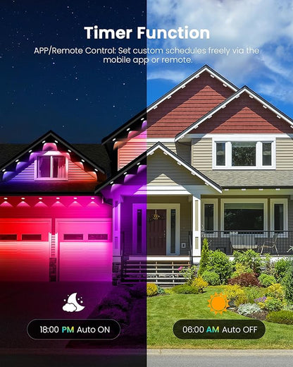 KISUFU 50FT Permanent Outdoor Lights for House, 24V RGB+IC Smart Outside Lights with 221 Modes, App & Remote Control, IP68 Waterproof, Year-Round Roof & Eaves Lighting for Valentine, Holidays (50FT)