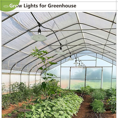 Outdoor LED Grow Light with Timer, 12-Light Full Spectrum Grow Light Strip, Waterproof Plant Lamps, UL Certified String Grow Lights for Greenhouse Garden, 41FT Light for Veg Seedling Flower