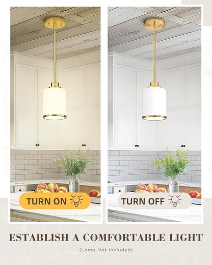 Beionxii Brushed Gold Pendant Lights Kitchen Island, Modern Kitchen Pendant Lighting Over Island, Hanging Lights with Clear Glass for Sink, Dining Room, Entryway, BX-PL02BG-CG (Only 1-Pack)