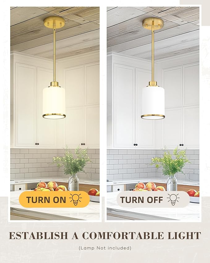 Beionxii Brushed Gold Pendant Lights Kitchen Island, Modern Kitchen Pendant Lighting Over Island, Hanging Lights with Clear Glass for Sink, Dining Room, Entryway, BX-PL02BG