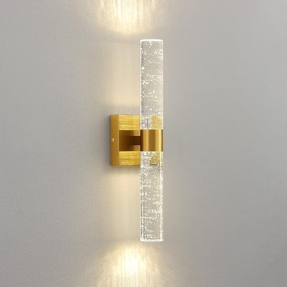 Gold Wall Sconces Set of Two - Modern Crystal Sconces Wall Lighting 12W 4000K LED Wall Sconce Dimmable Indoor Wall Light Fixtures for Bathroom Bedroom Living Room Hallway, 18 Inch