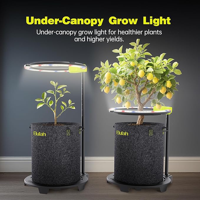 Saturn240 24W Under Canopy LED Grow Light, Full Spectrum Grow Lights for Indoor Plant Seeding/Veg/Bloom, Adjustable Height 12''-22'', 3-in-1 Controller Plant Light for 2x2ft Indoor Growing