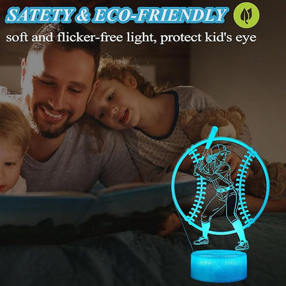 Baseball Gifts for Girls, Baseball Night Light, 3D Illusion Lamp with 16 Colors Changing, Timer, 4 Flash Modes and Dimmable, Accessories Stuff for Room Decoration, Kids Girls Holiday Xmas Gifts
