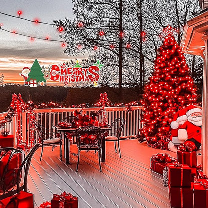 JMEXSUSS 200 LED Red String Lights Indoor Outdoor, 66ft Connectable LED Red Christmas Lights Plug in, 8 Modes Halloween Lights for Tree Bedroom Garden Yard Porch Xmas Halloween Decorations