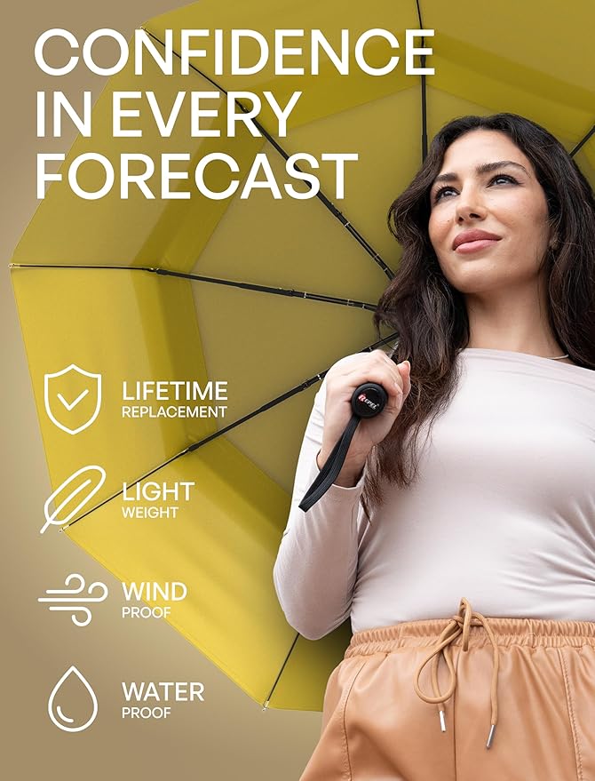 REPEL Windproof Travel Umbrella - Compact & Withstands Winds up to 85MPH , Strongest Premium Auto Folding Umbrella for Rain and Sun - Durable, Light & Portable for Women & Men , Fits Backpack & Cars