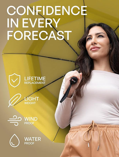 REPEL Windproof Travel Umbrella - Compact & Withstands Winds up to 85MPH , Strongest Premium Auto Folding Umbrella for Rain and Sun - Durable, Light & Portable for Women & Men , Fits Backpack & Cars
