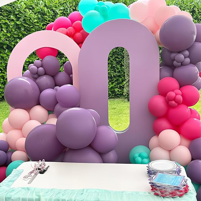 HILAVO Pink Purple Blue Balloons 60 Pcs Hot Pink Light Pink Teal Purple Latex Balloon Pastel Purple Teal Pink Confetti Balloons for Kids Magic Theme Mermaid Princess Birthday Baby Shower Party Decor