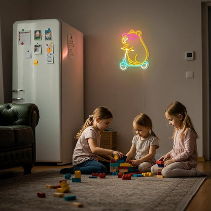Capybara Neon Sign Animal Shape Led Capybara Neon Light for Wall Decor Dimmable Led Light Neon Sign for Children's Room Party Decor Birthday Gift for Kids