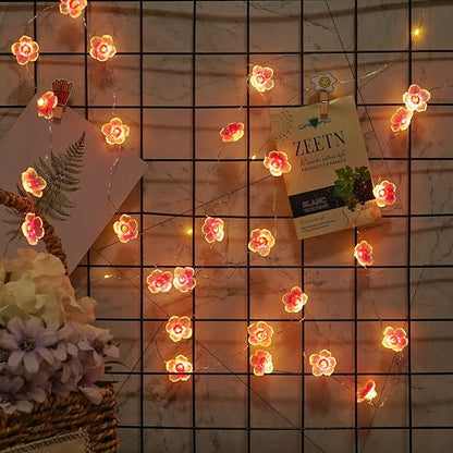 Cherry Blossom String Light, 13ft 40 LED Fairy Lights Pink Cherry Flower Battery Operated with Timer 8 Modes Lighting Indoor Decorative String Lights for Bedroom Wedding Party Decor
