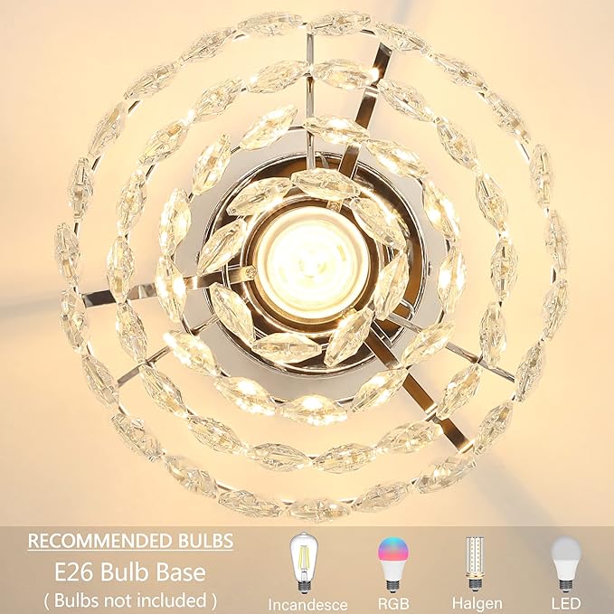 Luupyia Mini Crystal Chandelier Ceiling Light Small, Modern Crystal Ceiling Light for Hallway Fixtures Semi Flush Mount Silver Chandelier for Bedroom Hall Living Room Hallway