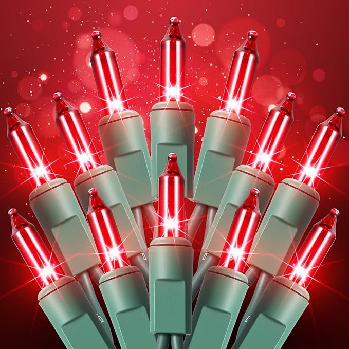 TIGOMOOV 100 Count Christmas Red String Lights, Christmas Tree Lights with Green Wires - UL Certified Red Mini Lights for Indoor/Outdoor Xmas Wedding Holiday Party Home Decorations