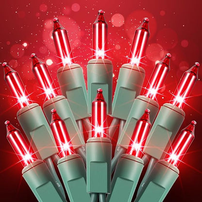 TIGOMOOV 100 Count Christmas Red String Lights, Christmas Tree Lights with Green Wires - UL Certified Red Mini Lights for Indoor/Outdoor Xmas Wedding Holiday Party Home Decorations