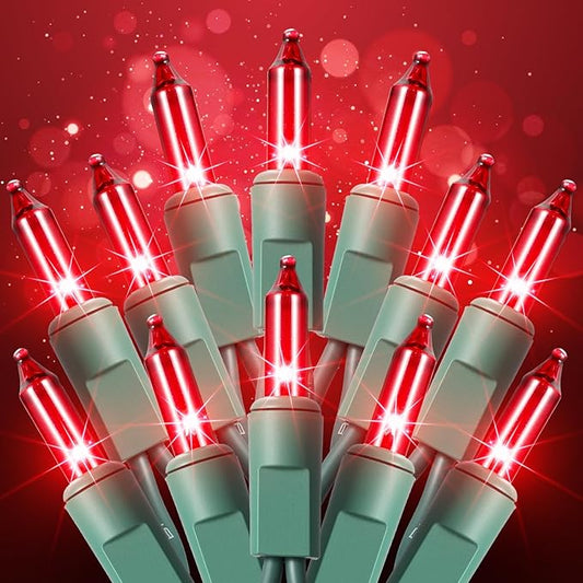 TIGOMOOV 100 Count Christmas Red String Lights, Christmas Tree Lights with Green Wires - UL Certified Red Mini Lights for Indoor/Outdoor Xmas Wedding Holiday Party Home Decorations