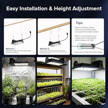 SANSI Grow Lights for Indoor Plants, 100W Full Spectrum Plant Lights for Indoor Growing, High PPFD IP65 Dimmable Grow Lights for Seed Starting in 3x3/2x2 Grow Tent Auto On/Off Timer Remote Control