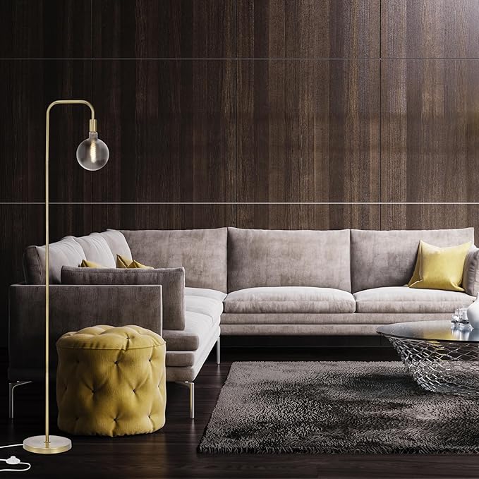 Globe Electric 67068 Holden 70" Floor Lamp, Matte Brass, in-Line On/Off Foot Switch