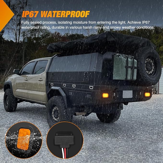 Nilight 5” X 3” Rectangular Trailer Tail Light 2 PCS Amber 10 LED Turn Signal Lights IP67 Waterproof w/Flush Mount Grommets Plugs for 12V Truck ATV UTV Bus RV Camper