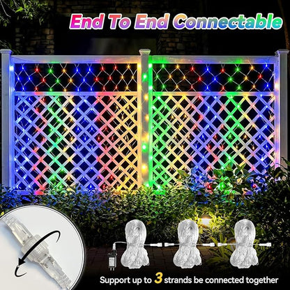 LitHome 10 x 10FT Gazebo Net Lights Outdoor, 280 LED Gazebo Lighting Waterproof, 8 Modes Connectable Net Lights with Timer, Multicolor Christmas Mesh Light Plug in for Bushes, Pergolas, Garden Decor