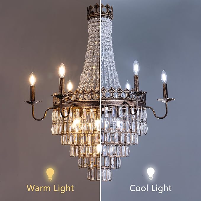 Wellmet French Empire Crystal Chandelier, 13-Light Bronze Luxury Crystal Chandelier, Traditional Court Chandelier For Living Room, Dining Room, Bedroom, Drawing Room, Foyer, Hallway, Restaurant, 33''W