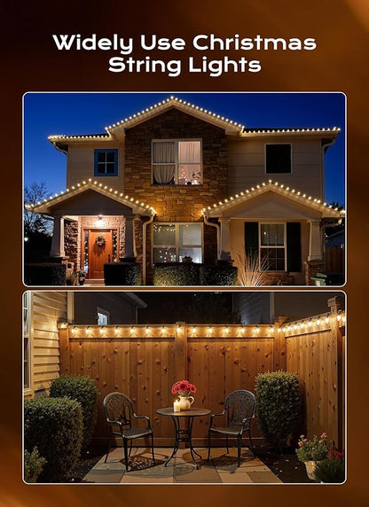 C9 Christmas Lights Outdoor, 82 FT 100 LED Connectable C9 String Lights with 8 Modes and Timer Extendable Xmas Tree Patio Roofline Garden Yard Holiday Party Indoor Outdoor Decoration, Warm White