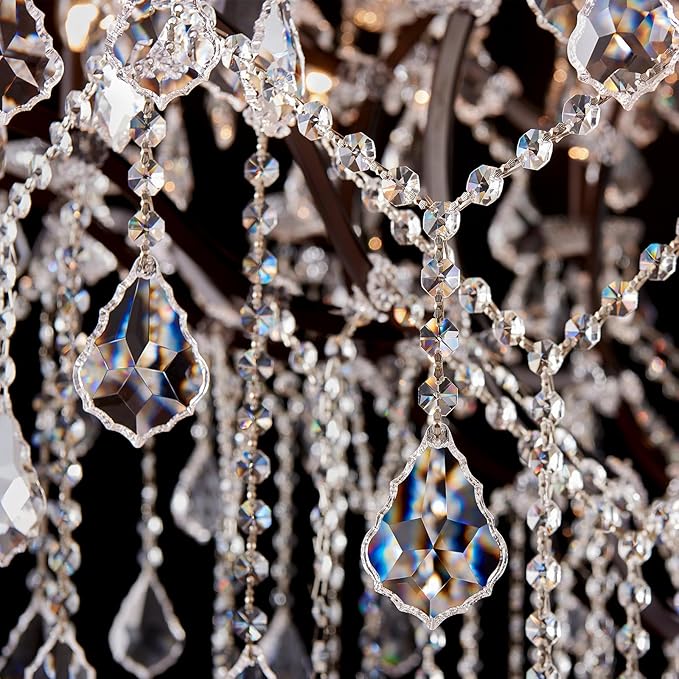 42 Lights Large Crystal Chandeliers for High Ceilings Maria Theresa Chandelier Light Fixture Vintage Chandelier for Foyer Hallway Entryway Staircase Brown 75" H x 49.2" D