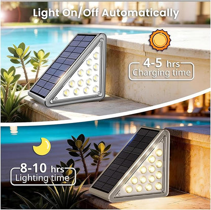 Solar Step Lights Outdoor Waterproof IP65,Warm White Solar Stair Lights, Outdoor Light Decor for Stair, Deck, Step, Porch and Outside Patio, 16 Pack