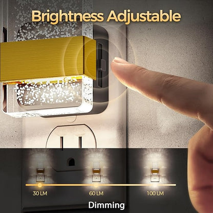 DORESshop LED Night Lights Plug into Wall, [2 Pack] 0-100LM Dimmable Nightlight, Bubble Decorative Night Light, Dusk to Dawn Sensor, Wall Sconce-Style Design Nightlights for Bathroom, Hallway, 5000K