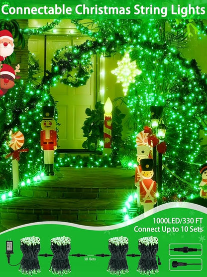 2-Pack 66FT 200 LED St. Patrick's Day Lights, 13 Modes Extendable Christmas Tree Lights with Timer & Memory, Waterproof Twinkle Fairy Lights Green Wire Outdoor String Lights Indoor for Xmas (Green)