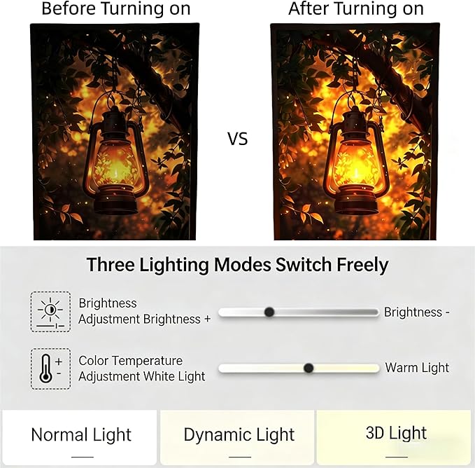 Rechargeable Table Lamp Lighted Painting, Novelty Night Light for Bedroom, Dynamic LED Touch Lamp for Nightstand, 3-Color Dimmable Decorative Light for Home Decor, Gift for Women Kid Mom