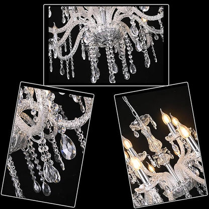 YYSHCHEN Clear Large Crystal Chandelier,15 Lights Large Chandelier for Dining Room, Living Room,Bedroom,Hallway,Entry Way 30.7"