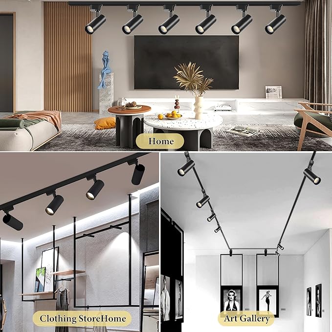 H Type LED Track Lighting Heads 12 Track Lights 4000K 20W 2400lm High Brightness Track Lighting System for Accent Lighting, Dimmable Ceiling Lights Spotlight Fixtures (No Track Rails)