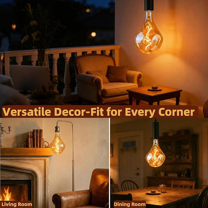 Oversized Giant Vintage Edison Light Bulb, Dimmable 2200K Warm Amber Glow, 8W Edison Bulb (100W Equivalent) with E26 Base, A165 Extra Long Irregular Globe for Pendant, Ceiling & Floor Lamps 1Pack