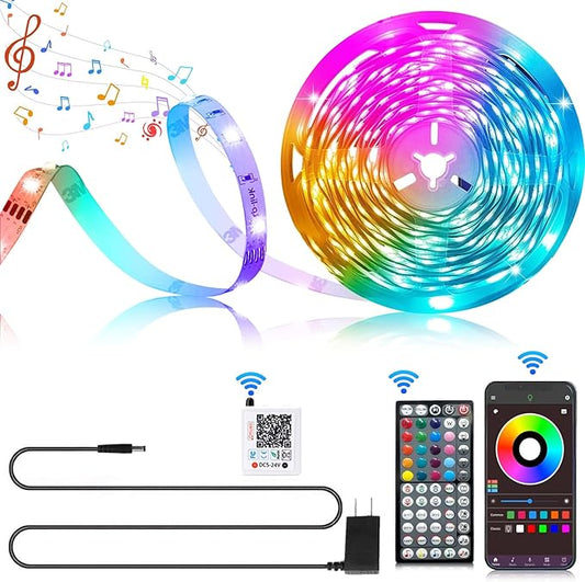 Ledagic Led Lights for Bedroom 20ft 180Leds Music Sync Color Changing Led Strip Lights with 60 Key Remote and App Control RGB Led Light Strip for Home Party Room Decoration