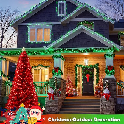 JMEXSUSS 2 Pack Solar String Lights Outdoor Waterproof, Total 66 FT 200 LED Solar Christmas Lights Outdoor, Twinkle Light for Christmas Tree Outside Garden Yard Xmas Decor, Red to Green