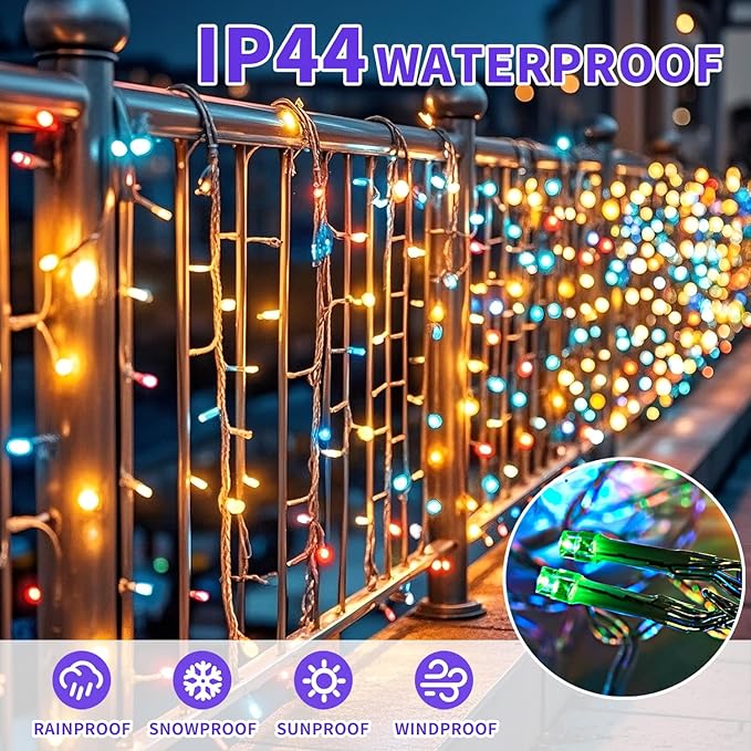 Etinga 200 LED String Lights 66ft Multicolor, Plug in Fairy Lights with 8 Modes, Indoor Outdoor Christmas Lights for Tree Bedroom Patio Yard Holiday Party Decor (Multicolor, 200 LED 66ft)