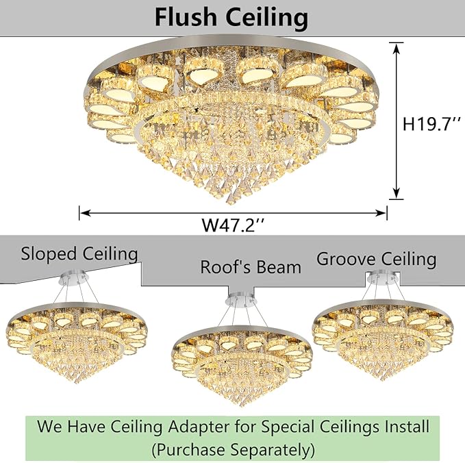 HAIXIANG Extra Large Chandelier for Living Room Crystal Chandeliers High Ceiling Light Fixtures Luxury Modern Dimmbale Lighting Silver Lights for Entryway Foyer
