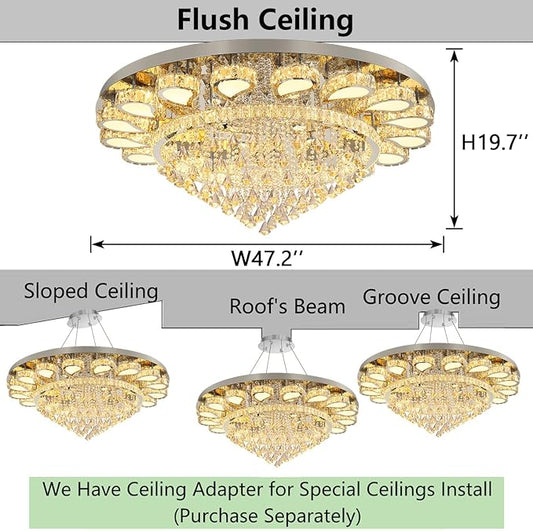 HAIXIANG Extra Large Chandelier for Living Room Crystal Chandeliers High Ceiling Light Fixtures Luxury Modern Dimmbale Lighting Silver Lights for Entryway Foyer