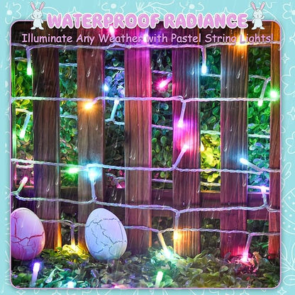 cshare Easter String Lights Battery Operated,Pastel Easter Lights with Timer 9.8ft 30LED Transparent Wire Fairy Lights for Easter Decorations Garland Outdoor Indoor Party