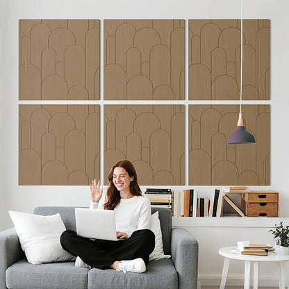 6 PCS Acoustic Panels, 23.6x23.6 Inch Sound Absorbing Panels, Decorative Acoustic Wall Panels for Recording and Home Studio, Office with Double-Sided Adhesive Tape