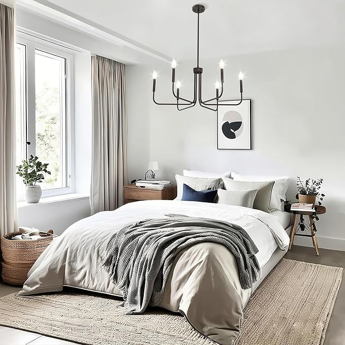 DORESshop Modern Chandelier for Dining Room, 6-Light 28" Oil-Rubbed Bronze Farmhouse Chandelier for Dining Room, Dining Light Fixtures Over Table for Bedroom Hall Kitchen
