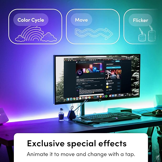 LIFX Supercolor Smart LED Strip Lights 6.6ft (80 inch Kit), Color Changing Multizone RGB + Tunable White, 16 Color Zones, Apple HomeKit, Alexa & Google Home, Music Sync, Dimmable