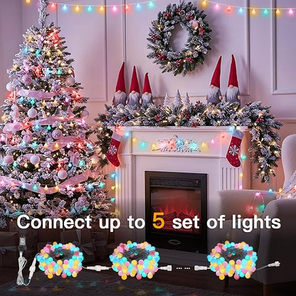 suddus Pastel Easter String Lights, 66ft 200 Led Connectable Globe String Lights Indoor with Timer, Fairy Lights Plug in for Mantle, Tree, Bedroom, Party, Room, Classroom, Patio, Outdoor Decoration