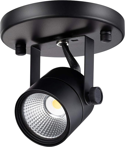 CLOUDY BAY LED Flush Mount Ceiling Spot Light,CRI90+ 8W 600lm 3000K Warm White Dimmable,Adjustable Tilt Angle Ceiling Light Fixture,Black