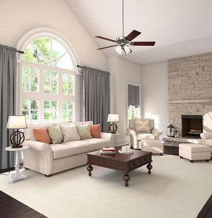 Hunter 52 inch Indoor Ceiling Fan with LED Lights and Pull Chain - Standard Mount Ceiling Fan, 5 Blades, For Bedroom, Living Room, or Kitchen, Quiet - Studio Series 53064, Brushed Nickel