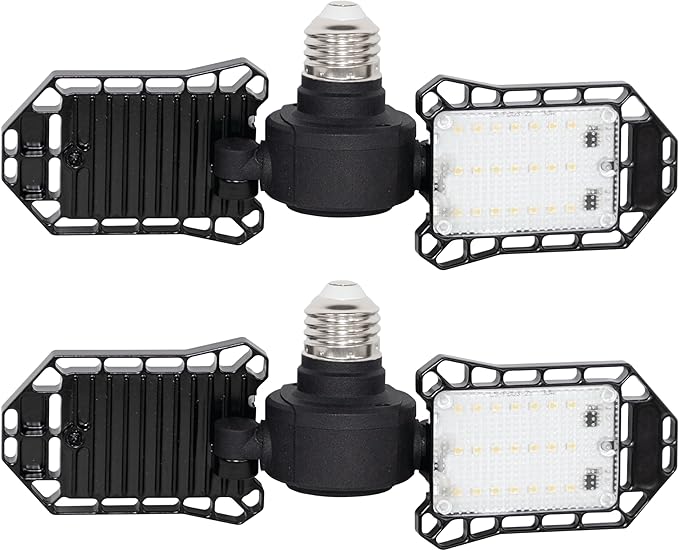 GT-Lite 3000 Lumen LED Garage Light, 300-Watt Equivalent, Adjustable 2-Panel Bulb, 150-Watt Equivalent, 5000K Daylight, E26, 2Pack