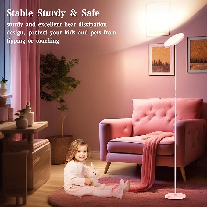 OHLUX Floor Lamps for Living Room, Bright LED Standing Lamp with Remote, Modern Color Changing Tall Lamp with Stepless Dimming, 69" Corner Floor Lamp for Bedroom, Office, Pink