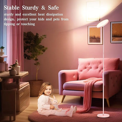 OHLUX Floor Lamps for Living Room, Bright LED Standing Lamp with Remote, Modern Color Changing Tall Lamp with Stepless Dimming, 69" Corner Floor Lamp for Bedroom, Office, Pink