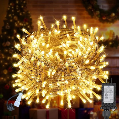 70FT 200LED Christmas String Lights Plug in, Outdoor Indoor Connectable Twinkle Fairy Lights with Timer and 8 Modes, Christmas Tree Lights for Garden Party Wedding Christmas Decoration, Warm White
