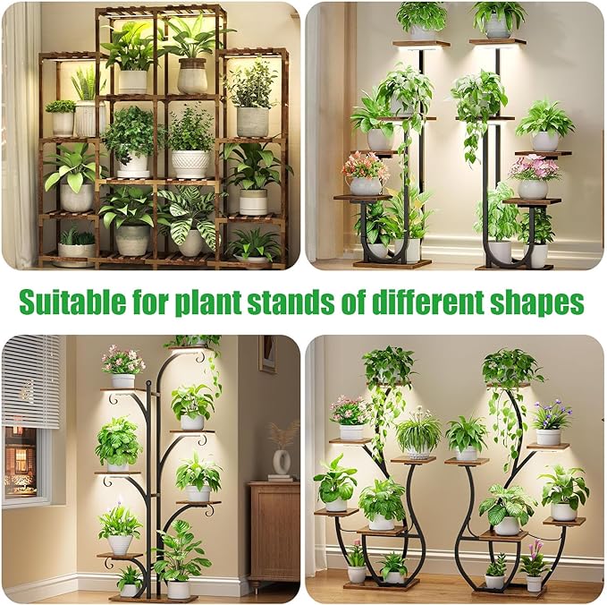 RWNTAO 13 Inches LED Grow Light Strips for Plant Shelf, 3500K Full Spectrum Plant Growing Lights for Indoor Plants, 144 LEDs Planting Lamp with 10 Dimmable Levels and 3/9/12H Timer, 3 Head