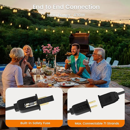 Outdoor String Lights, 25FT Patio Lights with 13 Shatterproof S11 Bulbs (1 Spare), IP65 Waterproof & Connectable, 2200K Warm White LED Hanging Lights for Cafe, Garden, Porch, Party Decor