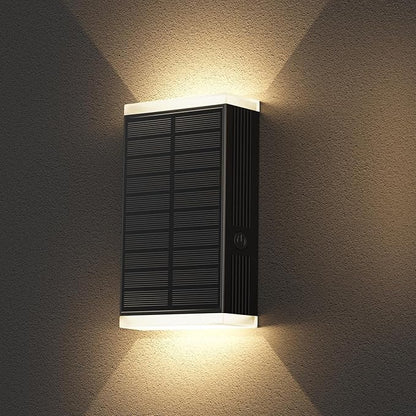 Solar Wall Light Outdoor , 3000/4000/6000K/RGB 13 Modes Dusk to Dawn Lighting Wall Sconce IP67 Waterproof Up and Down Solar Lights Outdoor Front Door Light for House, Garage, Porch,Fence（Deep Black）